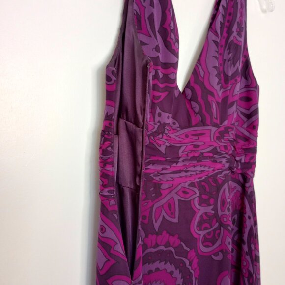Donna Morgan Purple Paisley Silk Chiffon Fairycore Dress - Picture 7 of 9